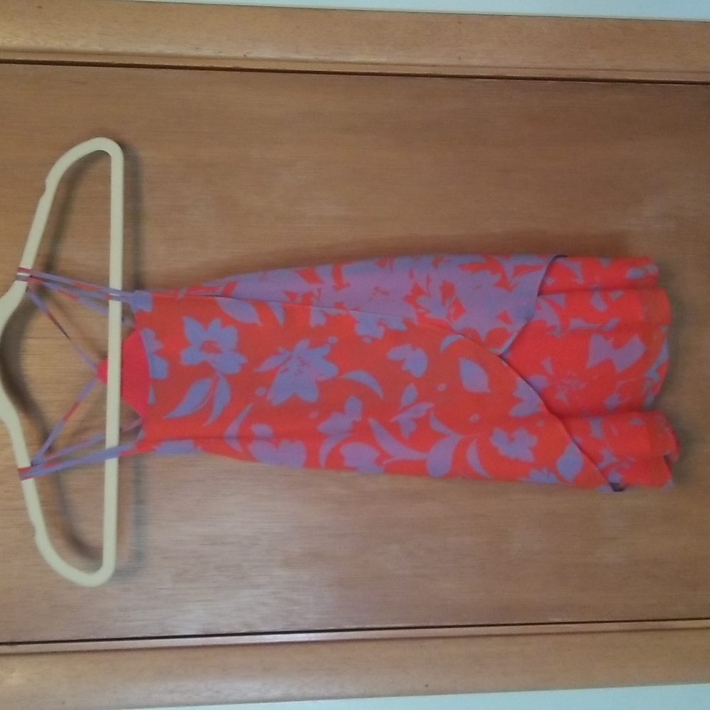 Anthropologie Maeve St Lucia Red & Periwinkle Floral Tank Top Shirt sz X…